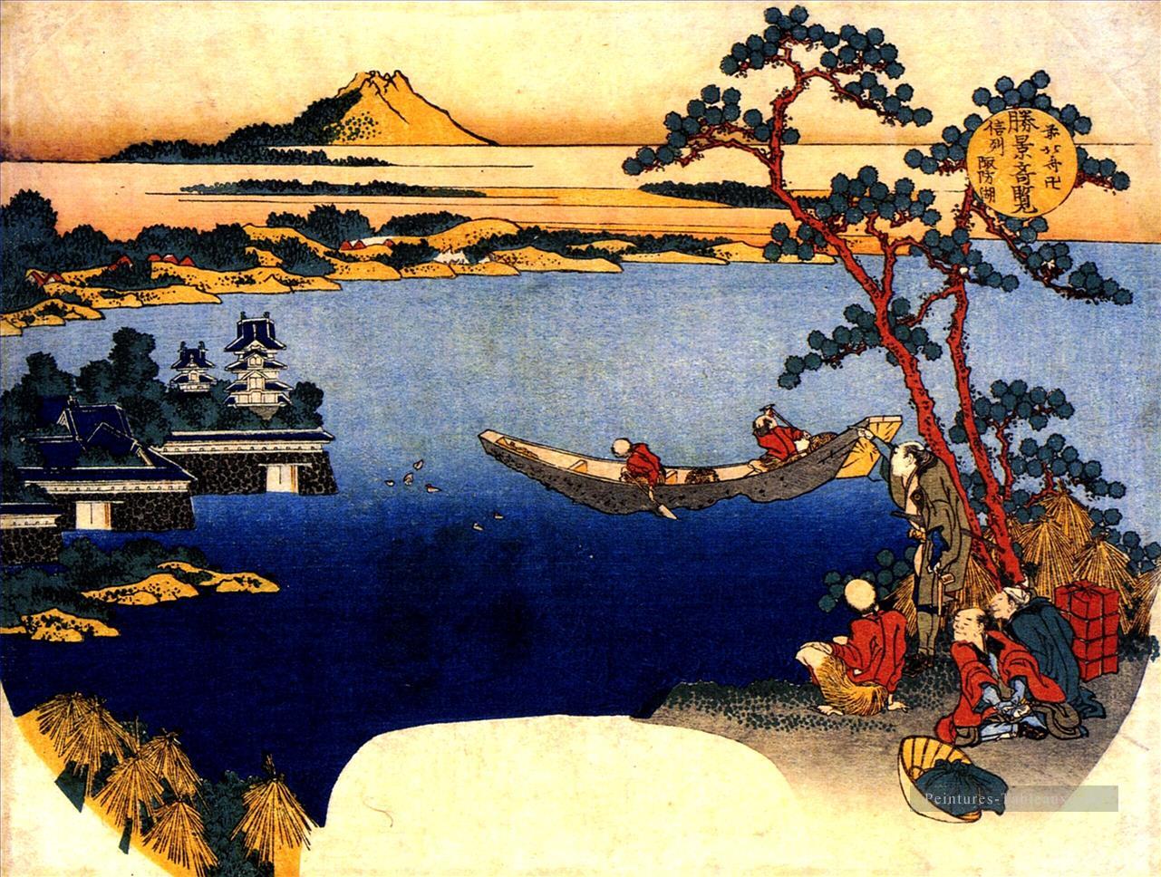 vue du lac Suwa Katsushika Hokusai ukiyoe Peintures à l'huile